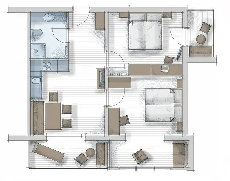 Floor plan of the Family Comfort apartment