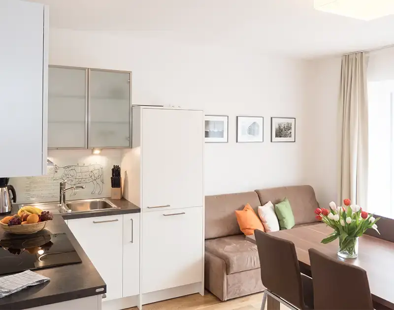Large, bright living room of the Family Comfort apartment