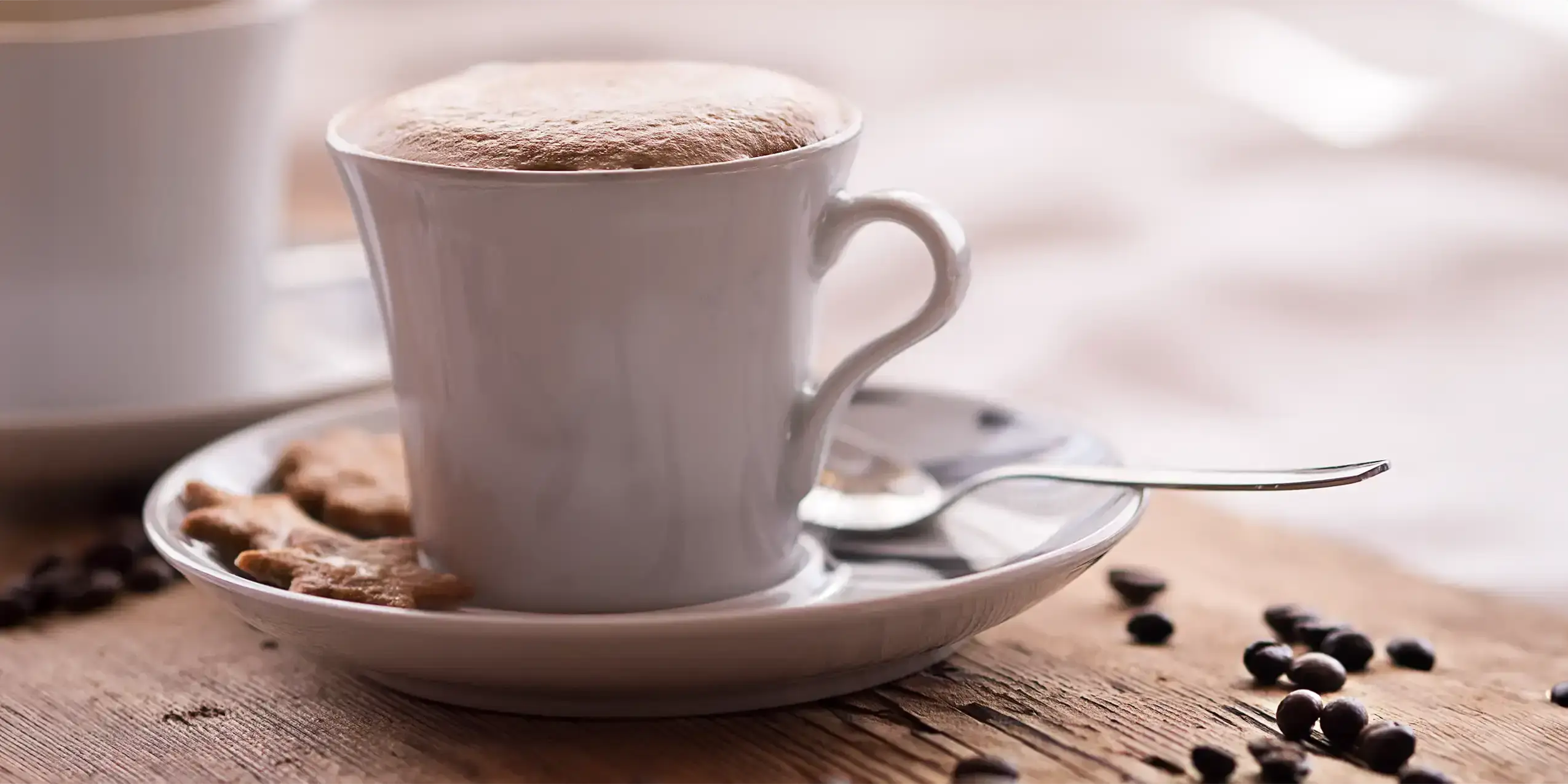 Coffee cup with fresh cappuccino