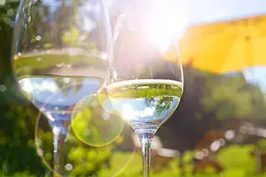 2 Glasses in the bright sunshine