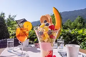 2 Glasses on a table on the sun terrace